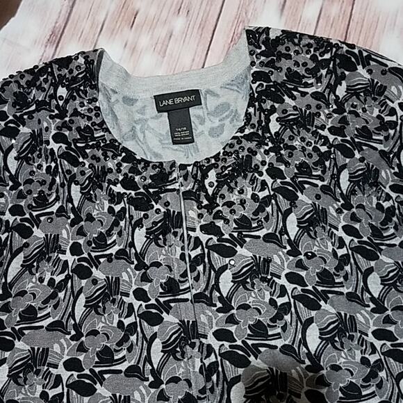 Lane Bryant Cardigan size 16 gray and black - Picture 3 of 7